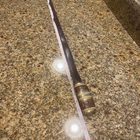 Vintage ‘80’s Leather Shop Genuine Snakeskin Belt Gold Statement Buckle S/M - Picture 5 of 10